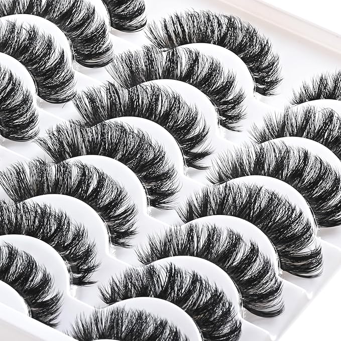 Lashes False Eyelashes Natural Wispy Fake Lash Strips 80D Strip Lash Clusters Cat Eye Volume Mink Eyelash Pack Fluffy Eye Lashes Natural Look Short Cateye Full Pestañas Sets by FenBair