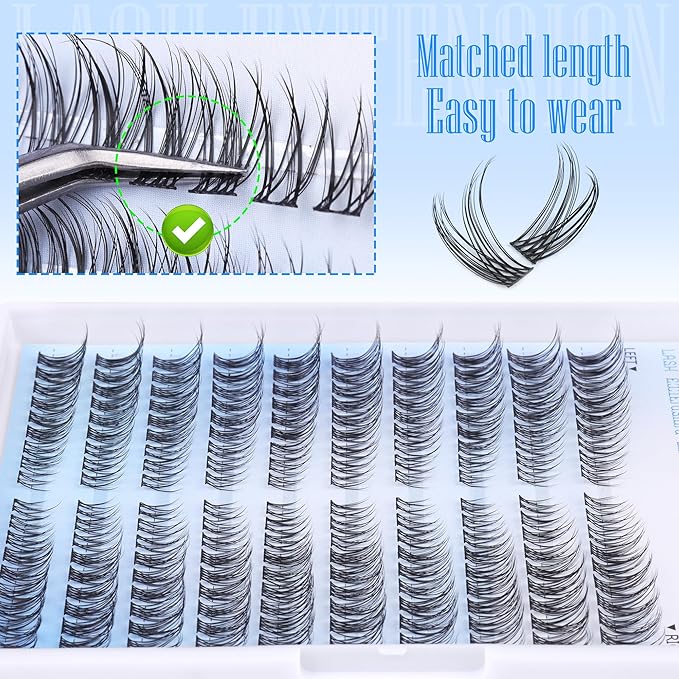 Natural Lash Clusters Wispy Cluster Eyelash Extensions Left&Right Cluster Lashes C Curl Individual Lashes Extension DIY Natural Eye Lash Clusters by TNFVLONEINS