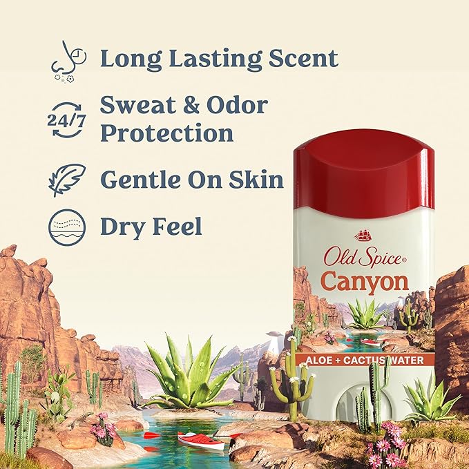 Old Spice Men's Antiperspirant & Deodorant Canyon with Aloe, 24/7 Odor Protection, 2.6oz (Pack of 3)