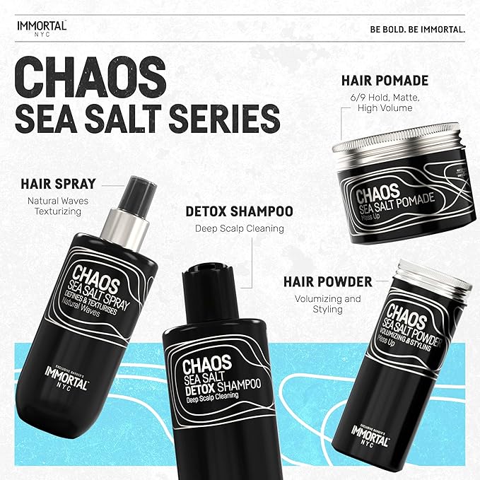 Immortal NYC 'Chaos' SEA SALT' TEXTURE/VOLUME POWDER- Flexible Extra Strong Hold - Natural Matte Look - 0.7oz/20gr (1 jar not 3)