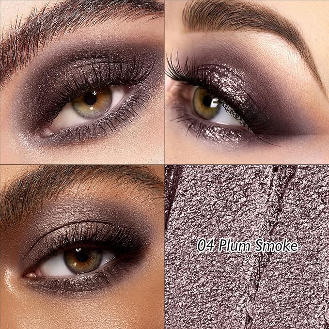 Dual-Ended Smoke Plum Eyeshadow Stick - Long-Lasting Shimmer Cream Eye Shadow Stick Crease-Proof Metallic Eyeshadow Pencil, Multi-Use Eye Highlighter Makeup with Built-in Smudger, 04