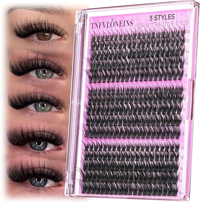 TNFVLONEINS Fairy Lash Clusters Wispy Cluster Eyelash Extensions Natural Eyelash Clusters 3 Styles Individual Lashes Clusters DIY Lash Extension Spiky Lash Cluster (300pcs 3Styles)