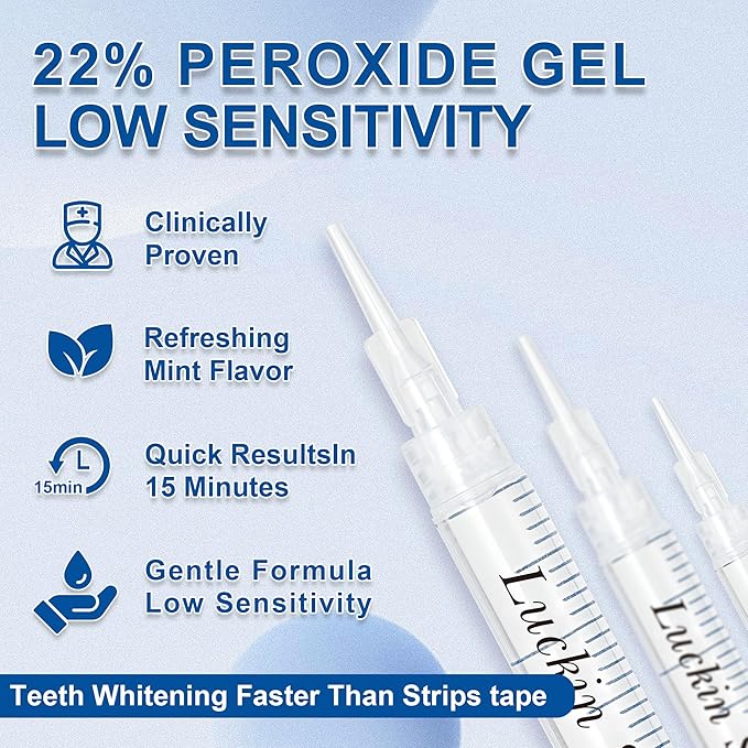 LUCKIN SMILE 22% Teeth Whitening Gel Refills, 10 packs 3ML Carbamide Peroxide Gel for Teeth Whitening, No Sensitivity Teeth Whiteners, Sensitive Teeth Whitening Gel for Trays, 60 Whitening Treatments