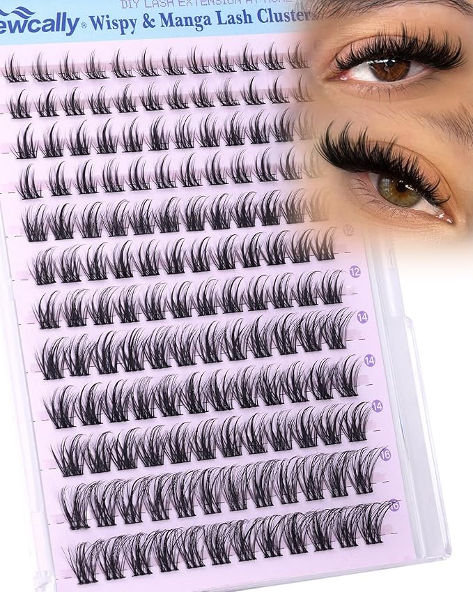 Wispy Lash Clusters Eyelash Extension Natural Look Eyelash Clusters Soft Individual Lashes 8-16MM CD-curly DIY Lash Extension Beginner-friendly by Newcally