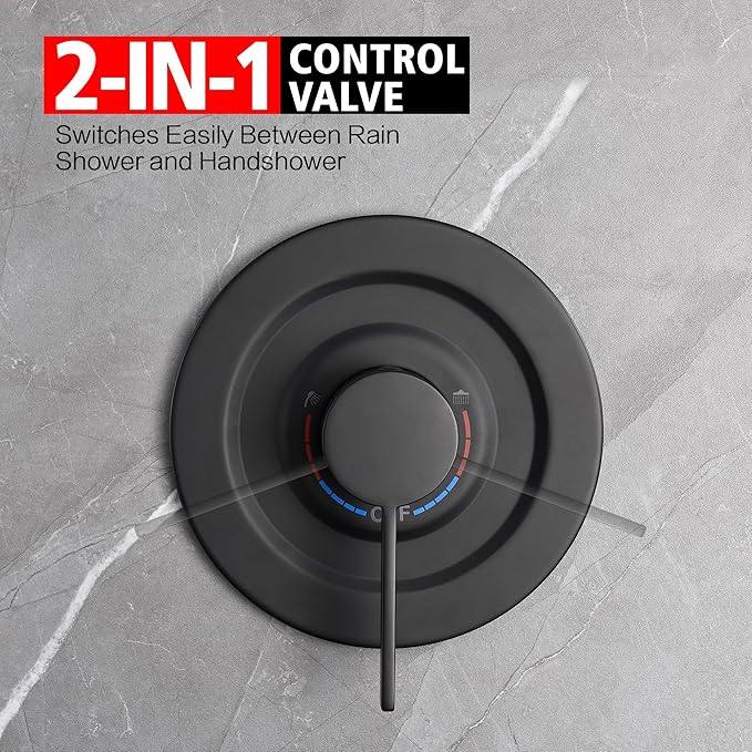 sumerain Matte Black Concealed Shower Faucet Set, Rain Shower System with 10 Inch Shower Head,Shower Fixtures with Handheld Spray Included Valve and Trim Kit