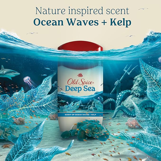 Old Spice Men's Antiperspirant & Deodorant Deep Sea with Ocean Elements, 3.4oz (Pack of 3)