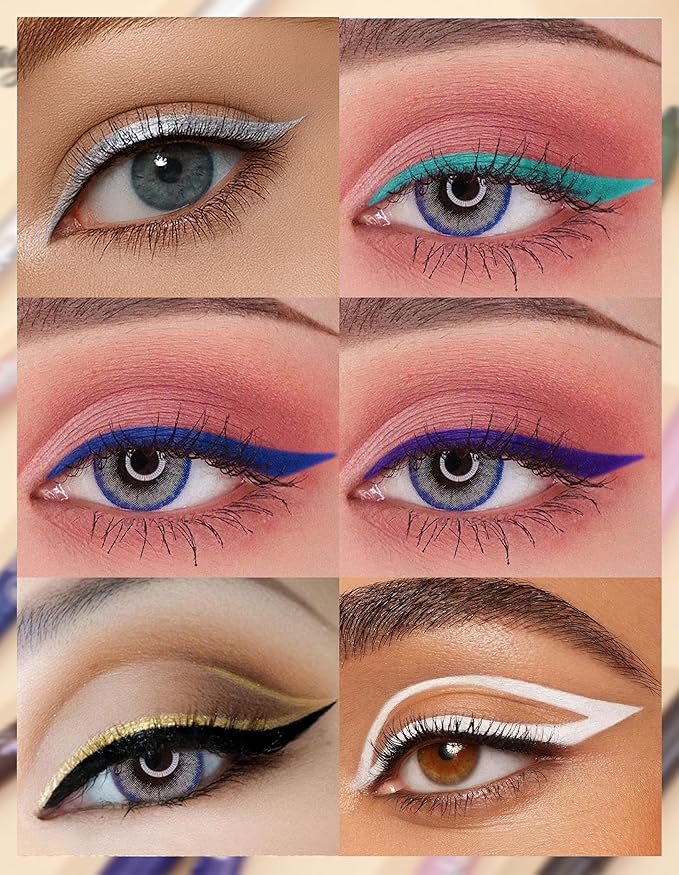 Erinde Waterproof Lake Blue Eyeliner Pencil, Creamy Gel Waterline Eye Liner Pen, Smooth Glide, Long Lasting, Waterproof, Sharpenable & Smudge Proof Eyeliner Pencil for Sensitive Eye, Cruelty-Free, 08