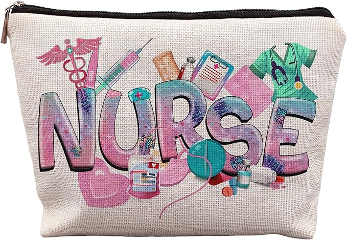 uinwk Trendy Nurse Makeup Bag, Nurse Gifts for Women, Nurse Appreciation Gifts, Registered Nurse RN Gifts, Nurse Practitioner Gifts for Women Cosmetic Bag, Nurse Graduation Gifts, Nurse Makeup Pouch
