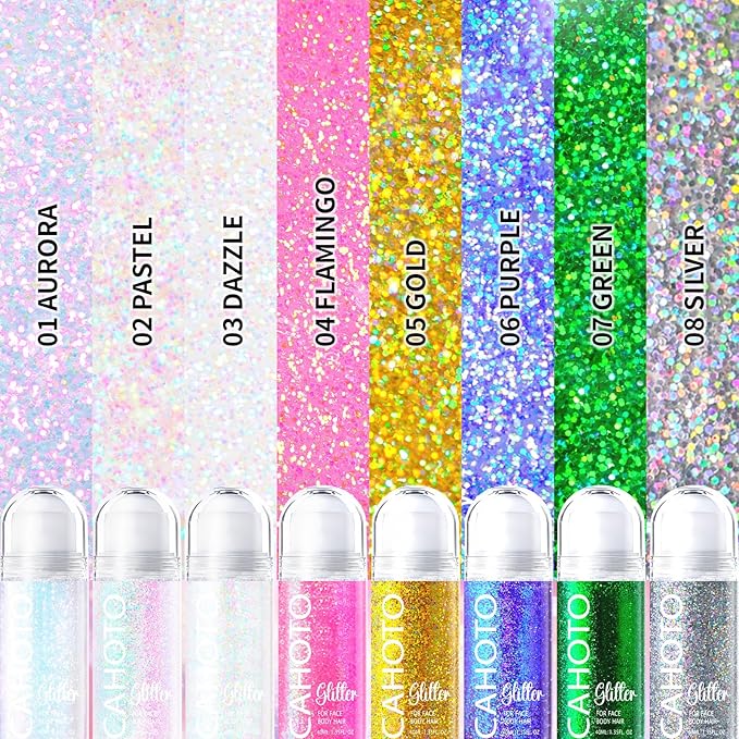 Green Rolling Glitter for Face Body & Hair, Roll-on Sequins for St. Patrick's Day, Sparkling Accessories for Christmas Concert Rave Festival Halloween Party Mardi Gras Carnival, 1.35fl.oz