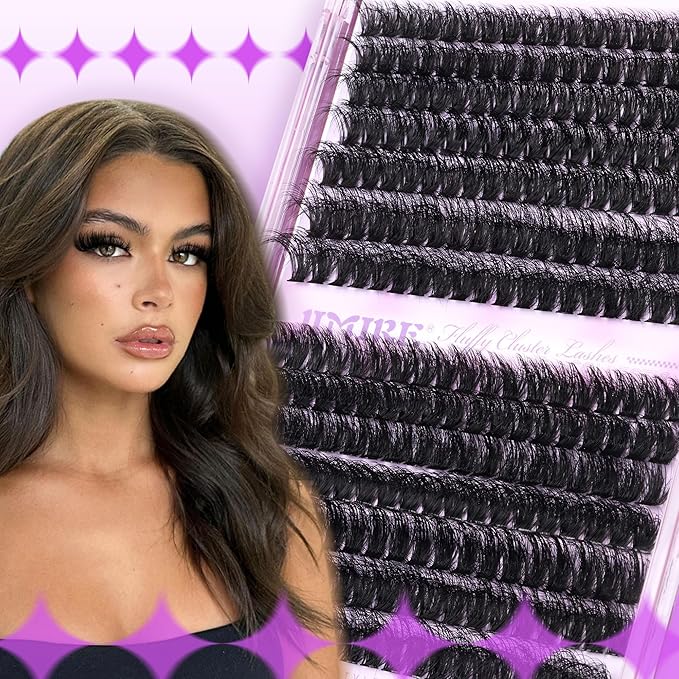 Lash Clusters Thick Mink Eyelash Clusters 280Pcs Volume Cluster Eyelash Extensions 11-18MM Fluffy Lash Extension D Curl Individual Lashes 100D+120D Cluster Lashes DIY at Home for Beginners by JIMIRE