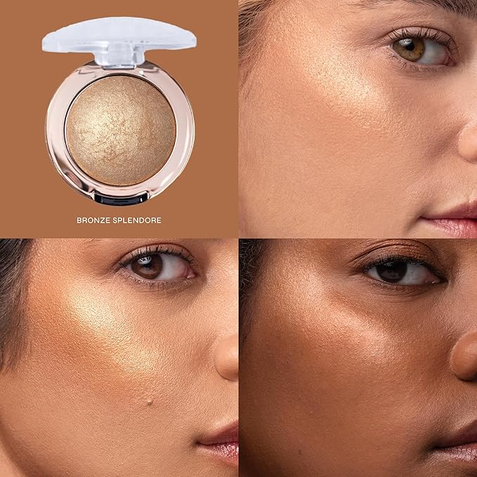 Milani Baked Highlighter - Long-Lasting Powder for Natural Radiant Glow- Buildable & Blendable Face Makeup with Lit-From-Within Finish- Vegan, Cruelty-Free & Talc-Free, Made in Italy, Bronze Splendore