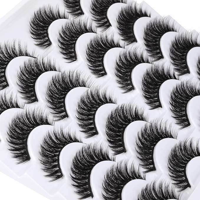ALICROWN Short Eyelashes Natural Look False Lashes Mixed Lightweight Fuzzy Handmade Soft Volume 14 Pairs Faux Mink Pack