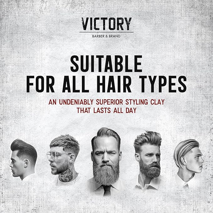 Victory Barber & Brand Claymore hair pomade for men | Strong Hold Matte Finish Men's Clay Pomade | made in usa | Designed by barbers, made for the rugged | Texturizing & Styling Clay 3.1 Oz