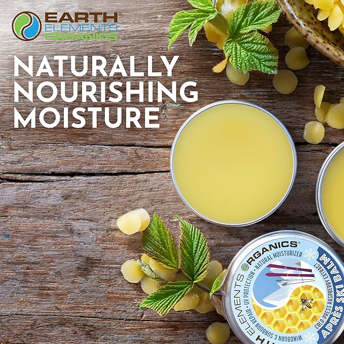 Earth Elements Organics Après Ski Balm Raspberry Leaf Oil, Natural Moisturizer for Skin Hydration, Organic Skincare for All Skin Types – 1 oz