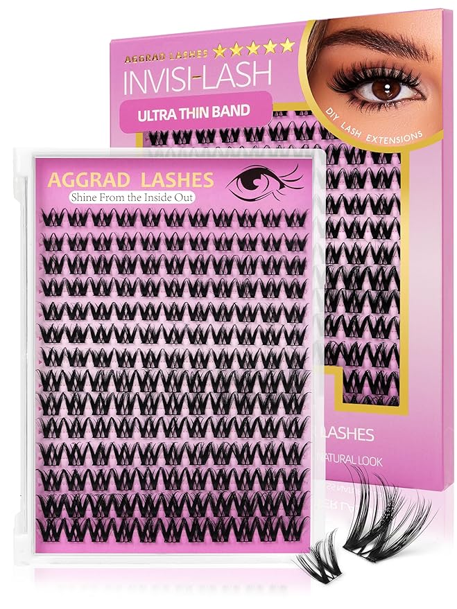 Flora Lash Clusters Kit Short 8-14mm Wispy Eyelashes Cluster Extension Kit D Curl Individual DIY False Lash Extension Spiky Cat Eye Lashes Fake Eyelashes Clusters with 0.03mm Ultra-Thin Wide Band