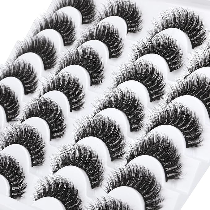 ALICROWN Short Eyelashes Natural Look False Lashes Mixed Lightweight Fuzzy Handmade Soft Volume 14 Pairs Faux Mink Pack
