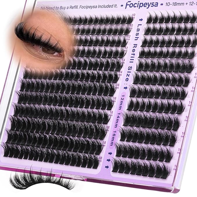 Lash Clusters Fluffy Spike Eyelash Clusters 10-18mm Volume Eyelash Extensions 200D Clusters Eyelashes 324pcs DIY Clusters Lashes Extensions at Home for Makeup by Focipeysa