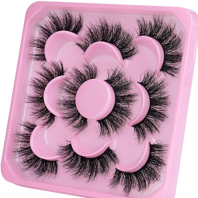 Focipeysa 3D Mink Lashes Fluffy False Eyelashes Dramatic Lashes Mink Strip Lashes Round Shaped and Fluttery Fake Eyelashes 18mm Length Reusable Lash