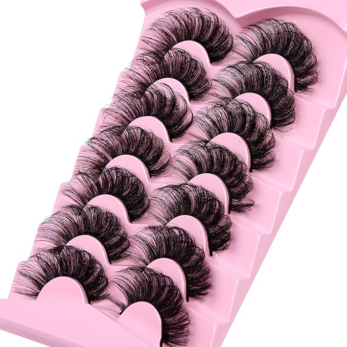 JIMIRE Lashes Mink Fluffy Dramatic Wispy False Eyelashes 20MM 6D Volume Crossed Strip D Curl Eye Pestañas Thick Soft Fake 7 Pairs Pack