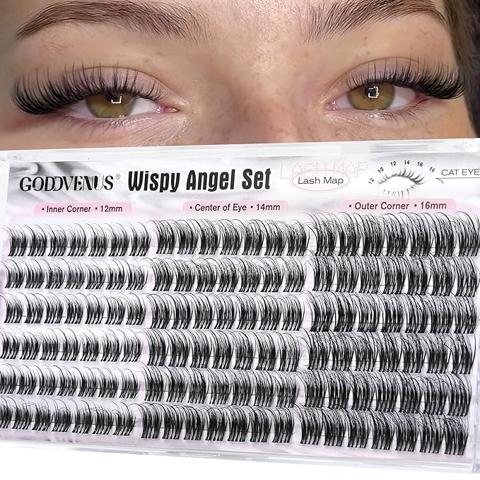 Wispy Natural Lash Clusters 12-14-16mm CC Curl DIY Cluster Eyelash Extensions for Clean Makeup, Individual False Eyelashes Cat Eye Lash Clusters