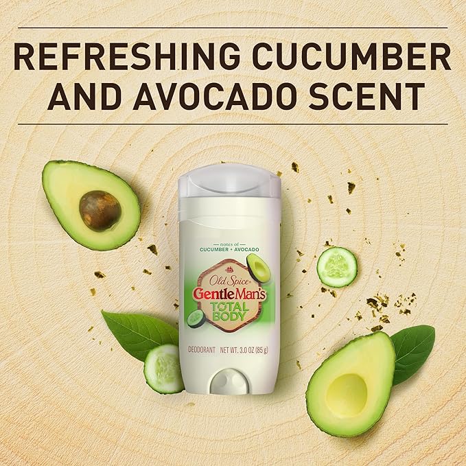 Old Spice Whole Body Deodorant Stick for Men, Aluminum Free, Cucumber + Avocado Scent, 24/7 Odor Protection, 24/7 Lasting Freshness, Dermatologist Tested, Gentle on Skin, Safe to Use All Over, 3.0 oz