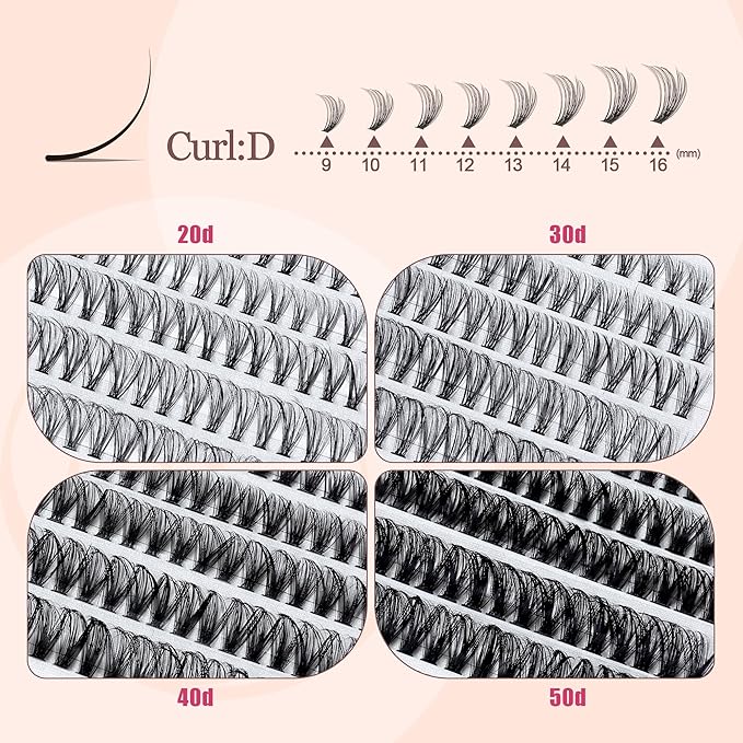 Foxy Beauty Premium Lash Clusters - Wispy Natural & Fairy Spiky WideSpan Individual Eyelash Clusters 0.05mm Ultra-thin Invisible band Eyelash Extension for Starter DIY