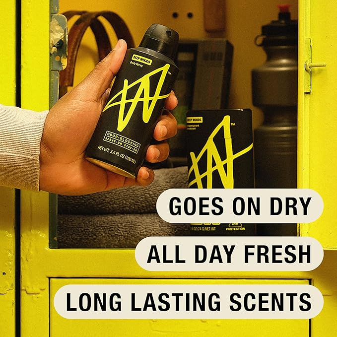 Jake Paul Deep Woods Body Spray for Men By W, Odor Blocking Body Deodorant, Long Lasting Protection, 3.4 fl oz (Pack of 2)