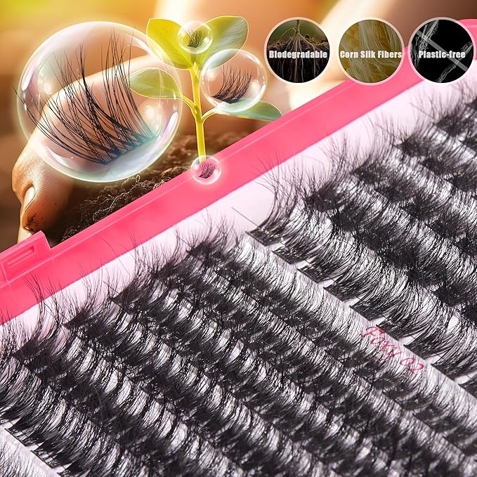 Lash Clusters - 0.05mm Wispy Fluffy Eyelash Clusters Natural lash extentions Biodegradable Volunm cluster eyelash extensions individual lashesLightweight Eyelashes for beginner DIY at Home