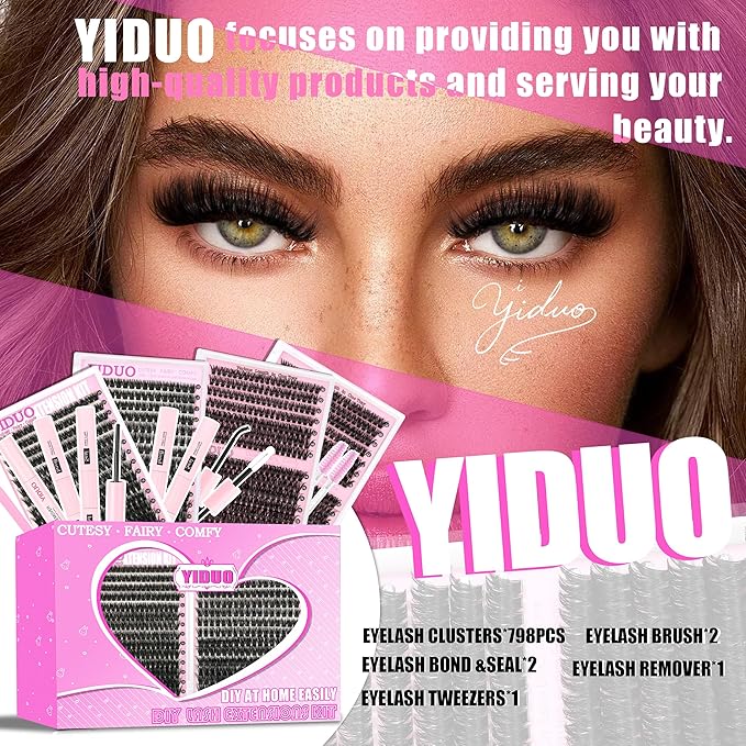 4 Styles Lash Clusters Kit 60D+80D+100D+150D Volume Clusters Lashes Extensions Kit with 2 Bond and Seal 10-18mm Wispy D Curly Full DIY Individual Eyelash Extensions Kit DIY at Home Easily