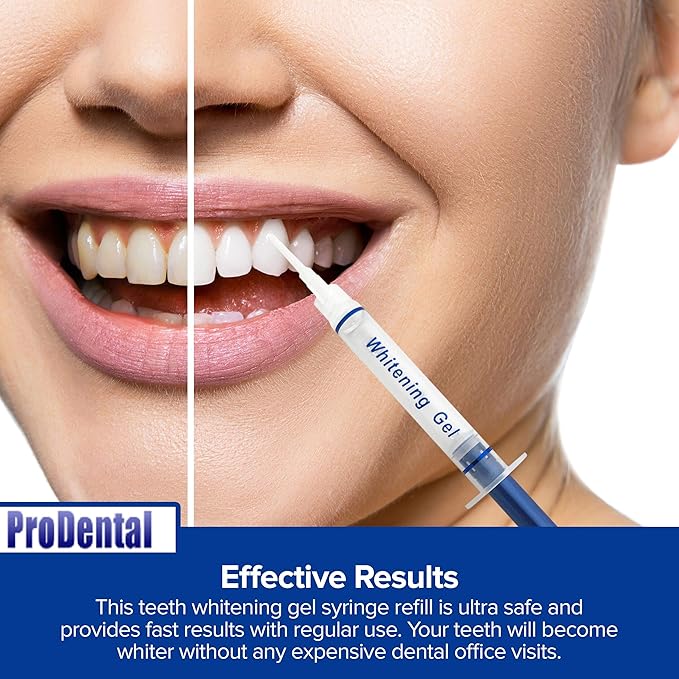 ProDental Teeth Whitening Gel Syringe Refill 8 Pack, 35% Carbamide Peroxide - 48 Treatments, Faster Results Than Tooth Whitening Strips - Pen - Powders and Toothpaste, Safe for Sensitive Teeth