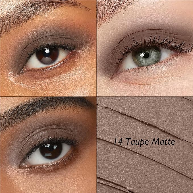 Dual-Ended Taupe Eyeshadow Stick - Long-Lasting Cream Eye Shadow Stick Crease-Proof Matte Eyeshadow Pencil, Easily Blendable Multi-Use Eyeliner Eye Brightener Makeup with Built-in Smudger, 14