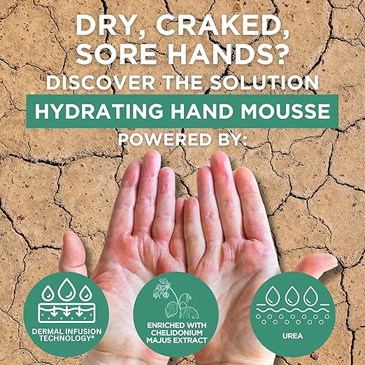 Footlogix Hydrating Hand Mousse with Dermal Infusion Technology® | Deep Hydration for Dry Hands | Urea-Enriched Formula | Fast-Absorbing | 4.23 ozl/119.9 g/125 ml