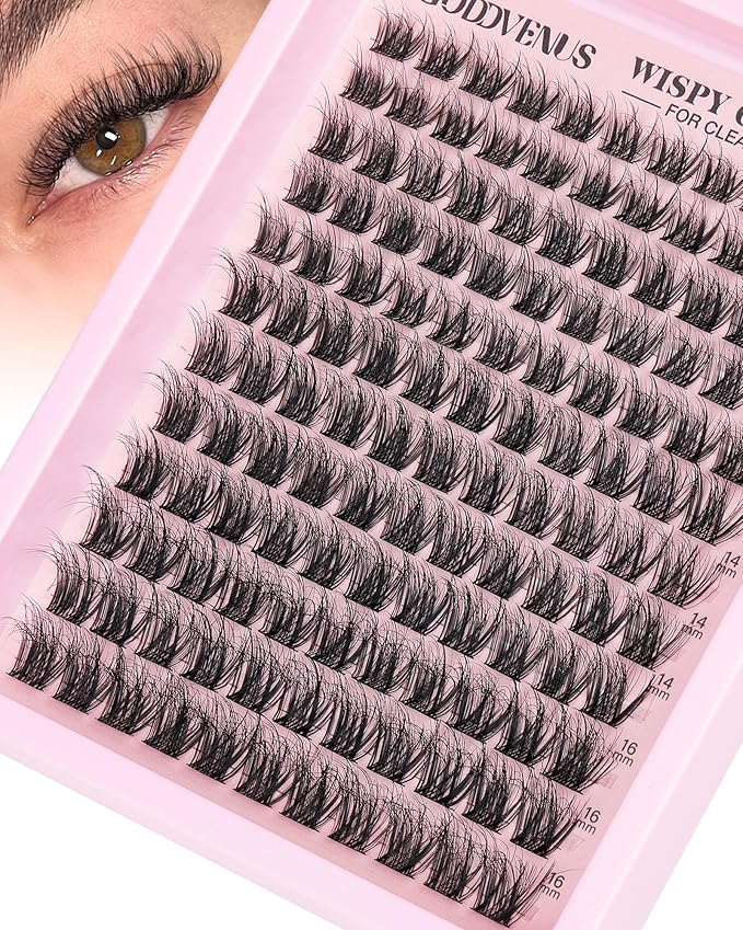 Wispy Lash Clusters Natural Eyelashes Cluster Fluffy Lashes Clusters CD Curl Cluster Eyelash Extensions DIY Individual Lashes Extension (10-16mm 132pcs)