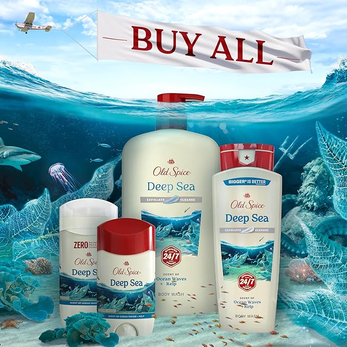 Old Spice Deodorant for Men, Aluminum-Free, Deep Sea Scent with Ocean Elements, 3 oz (Pack of 3)