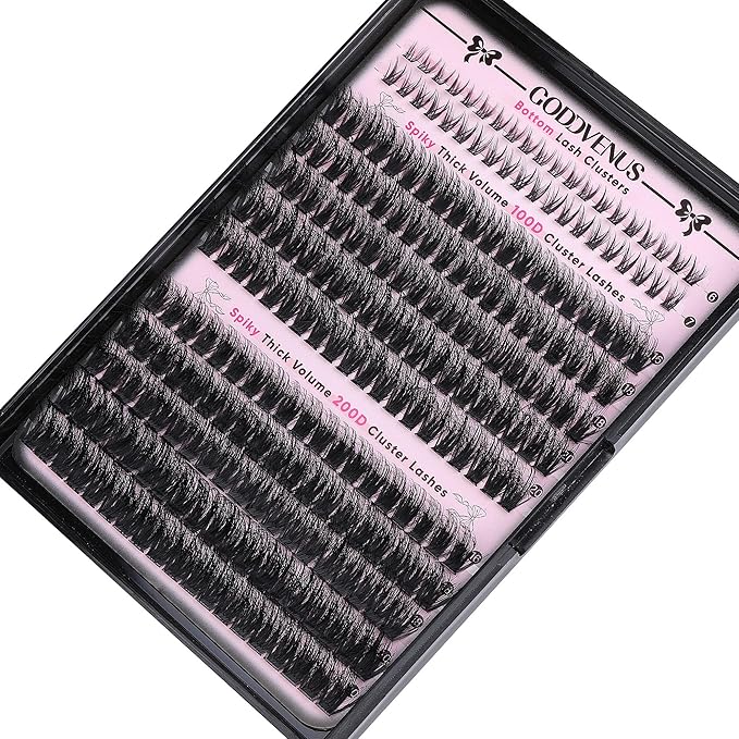 Fluffy Eyelash Clusters Kit Waterproof DIY Lashes Extension Kit Wispy Volume D Curl Cluster Eyelash Extensions Kit Mink Individual Lashes Kits with Bottom Eyelashes (Volume 240pcs D Curl)