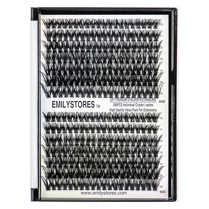 Lashes Extension Kit DIY 280pcs Lash Clusters Eyelash Extension Kit, 10-16mm Mix Sizes 80D Curl Individual Lashes Kit for DIY Eyelashes (80D)