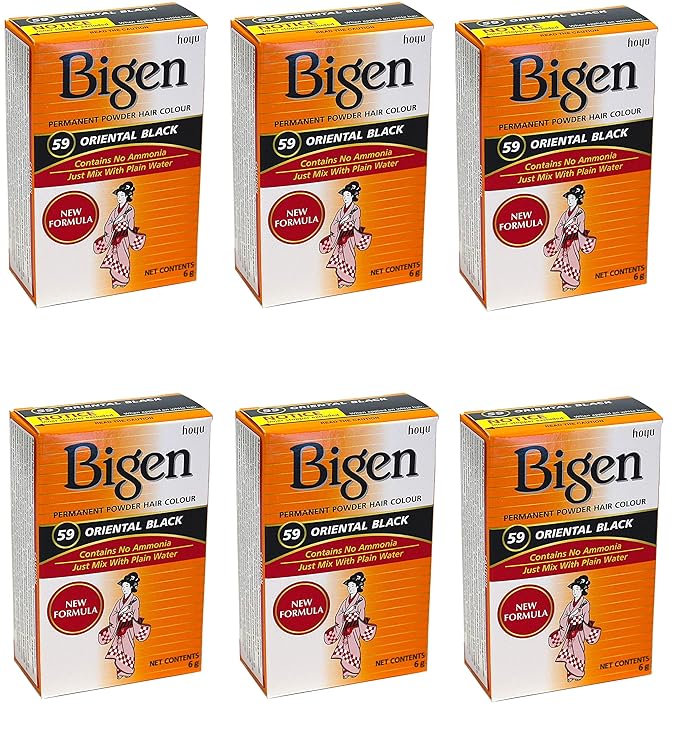 Bigen Permanent Powder Hair Color 59 Oriental Black 1 ea (Pack of 6)