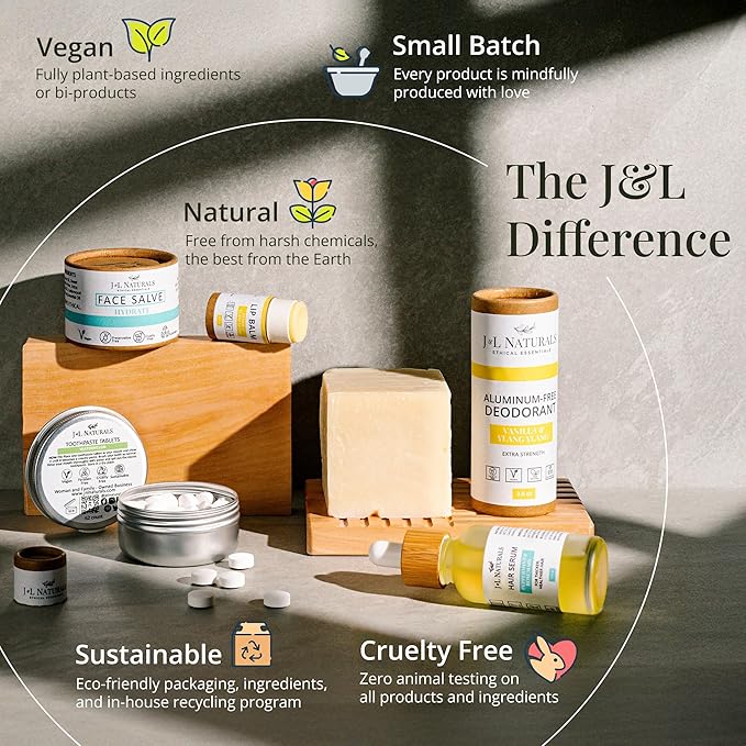 J&L Naturals Aluminum Free Deodorant for Men & Women | 100% Natural Ingredients With Coconut Oil, Shea Butter, & Essential Oils | Sustainable, Eco-Friendly (Naked (Unscented), 3.0 Oz (Pack of 2))