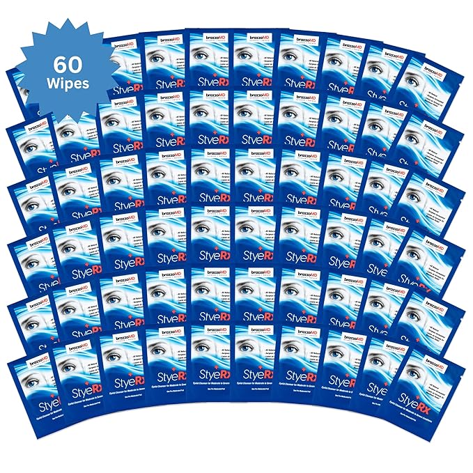 brazzoMD StyeRx Individual Eyelid and Lash Wipes for Stye Relief, Chalazions - Box of 60