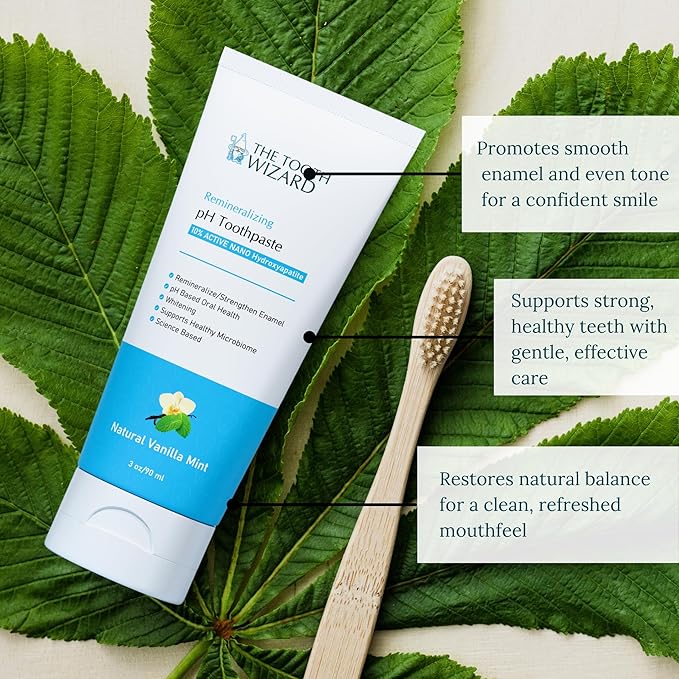 pH Balancing Toothpaste | Natural Vanilla Mint Flavor | Fluoride-Free | SLS-Free | Gentle Whitening | Supports Healthy Oral Microbiome | 3 oz