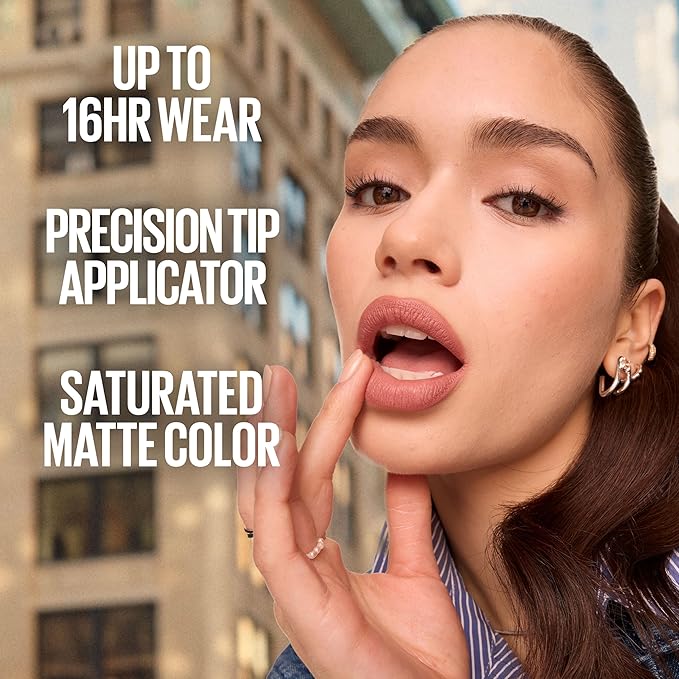 Maybelline Super Stay Matte Ink Liquid Lipstick Makeup, Long Lasting High Impact Color, Up to 16H Wear, Lover, Mauve Neutral, 1 Count, Packaging May Vary