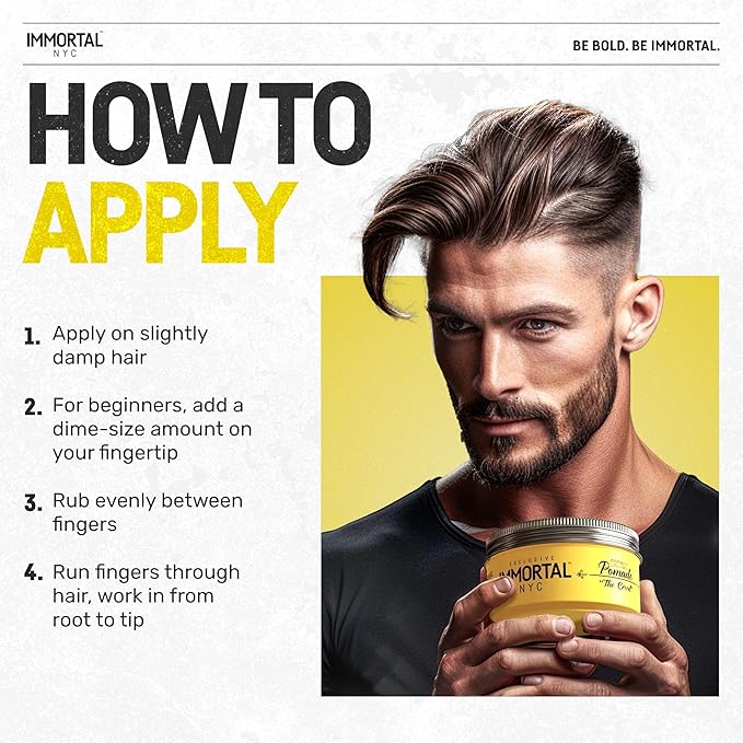 Immortal NYC The Creed Hair Pomade - Strong Hold, Max Shine, All Natural Water-Based Pomade for Men, No Residue, All Hair Types