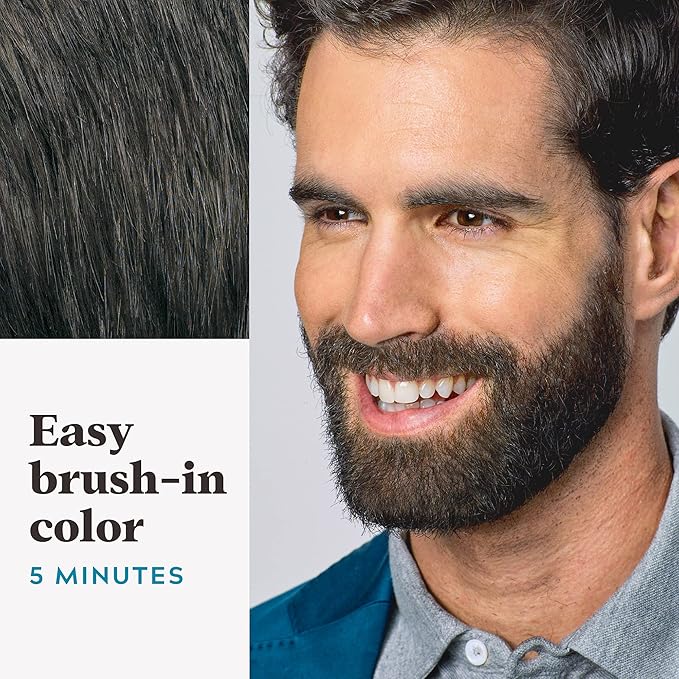 Just For Men Mustache & Beard, Beard Dye for Men with Brush, With Keratin Biotin Aloe and Coconut Oil for Healthy Facial Hair - Deep Dark Brown, M-46, Pack of 1 (Packaging May Vary)