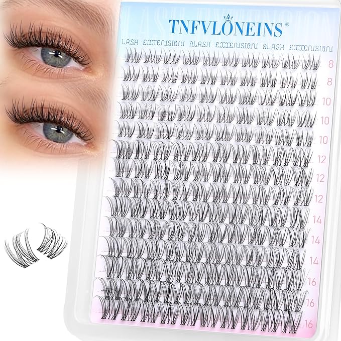 Wispy Lash Clusters Natural Eyelash Clusters Clear Band Cluster Eyelash Extensions CC-Curly Individual Lashes Clusters 8-16MM Lash Extension DIY Cluster Eyelashes Pack by TNFVLONEINS