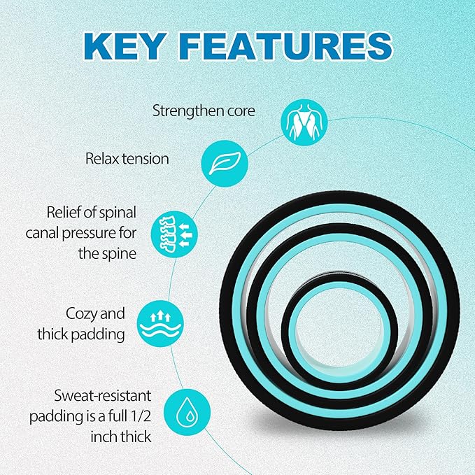 Furnhome Back Roller - Back Wheel for Deep Tissue Massage,Yoga Wheel for Back Pain & Stretching- Comfy Deep Tissue Massage Roller (3-Pack)