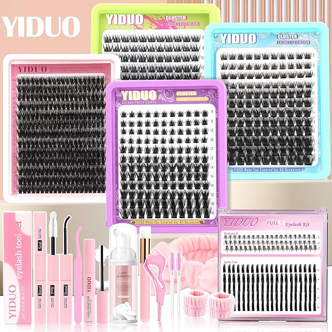 Lash Clusters Kit 6 Styles Bulk Packs Eyelash Extensions Volume/Manga/ultra/Dramatic with pikes Bottom Lashes Clusters Kit 5-20mm Wispy D Curl Individual Fake Eyelashes Kit DIY at Home Easily