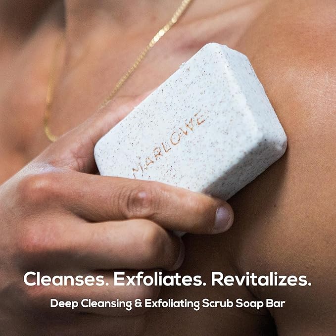 MARLOWE. No. 102 Body Scrub Soap 7 oz (12 Bars), Oud Wood, Exfoliating Soap Bar with Shea Butter, Olive Oil & Green Tea Extracts, Cleanses, Smooths & Revitalizes Skin, Earthy & Smoky Scent
